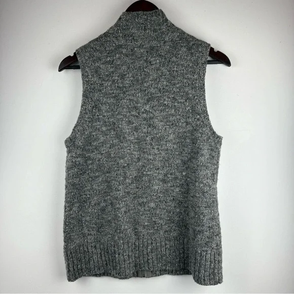 J. Jill Women's Gray Marbled Wool Alpaca Blend Zip Sweater Grandpa Cottage M - Picture 7 of 7